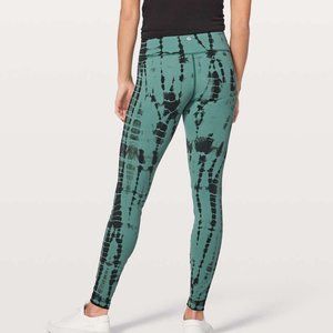 lululemon athletica Green and Black Tie-Dye Leggings